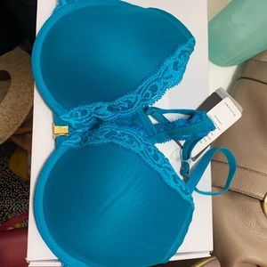 Teal lace detail natori bra